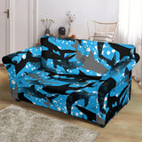 Shark Pattern Background Loveseat Couch Slipcover