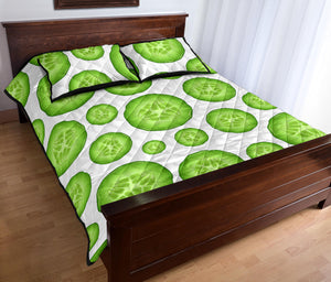 Sliced Cucumber Pattern Quilt Bed Set