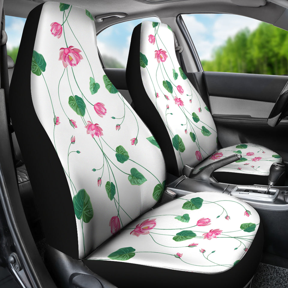 Pink Lotus Waterlily Flower Pattern Universal Fit Car Seat Covers