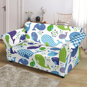 Whale Stripe Dot Pattern Loveseat Couch Slipcover