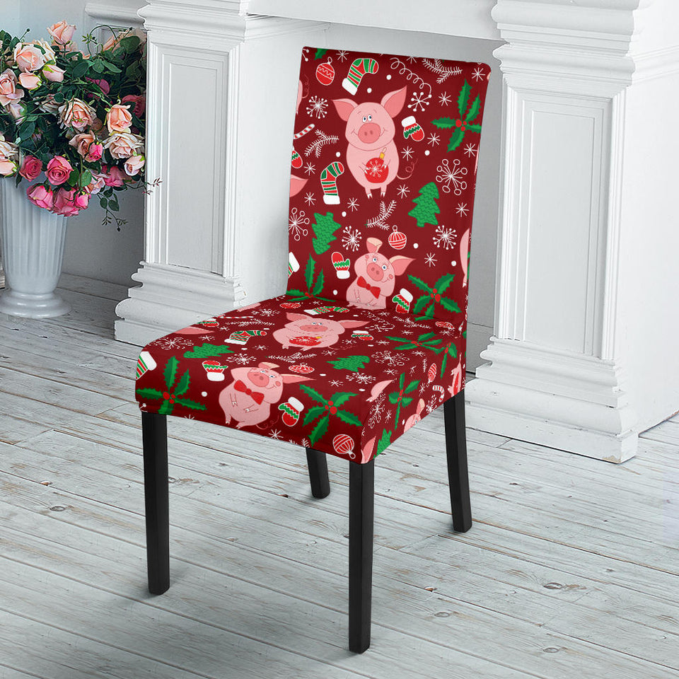 Pig Pattern Print Design 01 Dining Chair Slipcover