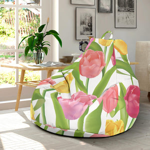 Pink Red Yellow Tulip Pattern Bean Bag Cover