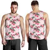 Red Pink Orchid Hibiscus Pattern Men Tank Top