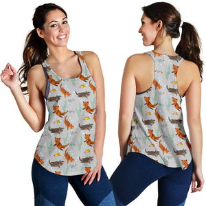 Swimming Fish Otter Pattern Women Racerback Tank Top