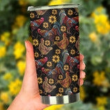 Rooster Chicken Flower Pattern Tumbler