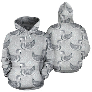 Swan Gray Pattern Men Women Pullover Hoodie