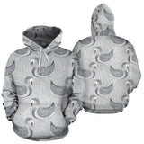 Swan Gray Pattern Men Women Pullover Hoodie
