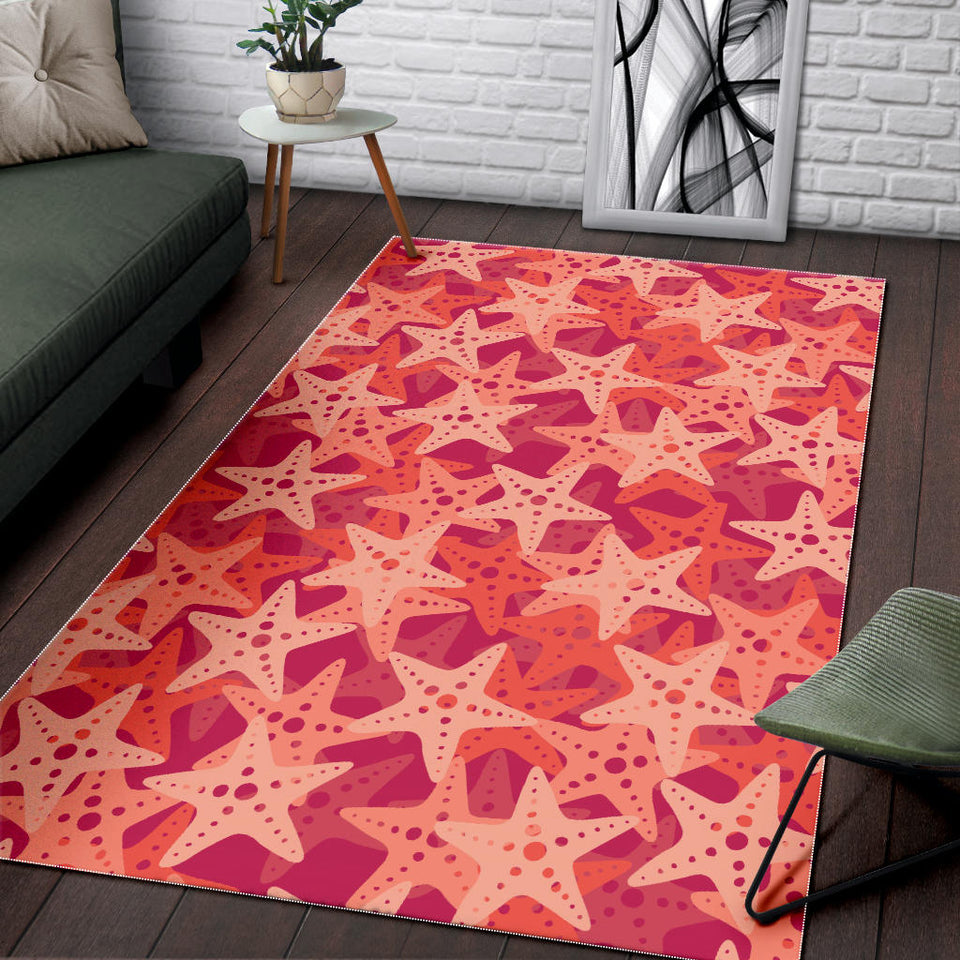 Starfish Red Theme Pattern Area Rug