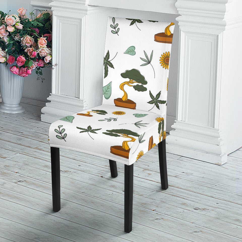Bonsai Leaves Flower Pattern Dining Chair Slipcover