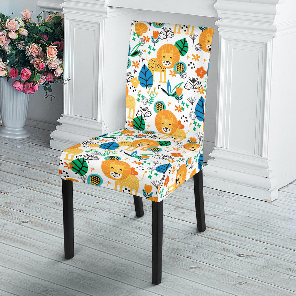 Lion Pattern Print Design 02 Dining Chair Slipcover