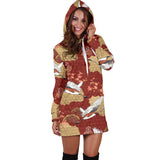 Japanese Crane Theme Pattern Women Hoodie Dress