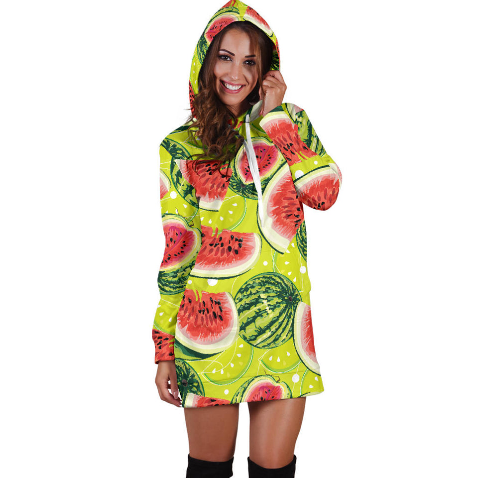 Watermelon Theme Pattern Women Hoodie Dress