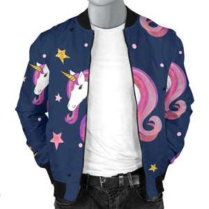 Unicorn Head Pattern Men Bomber Jacket