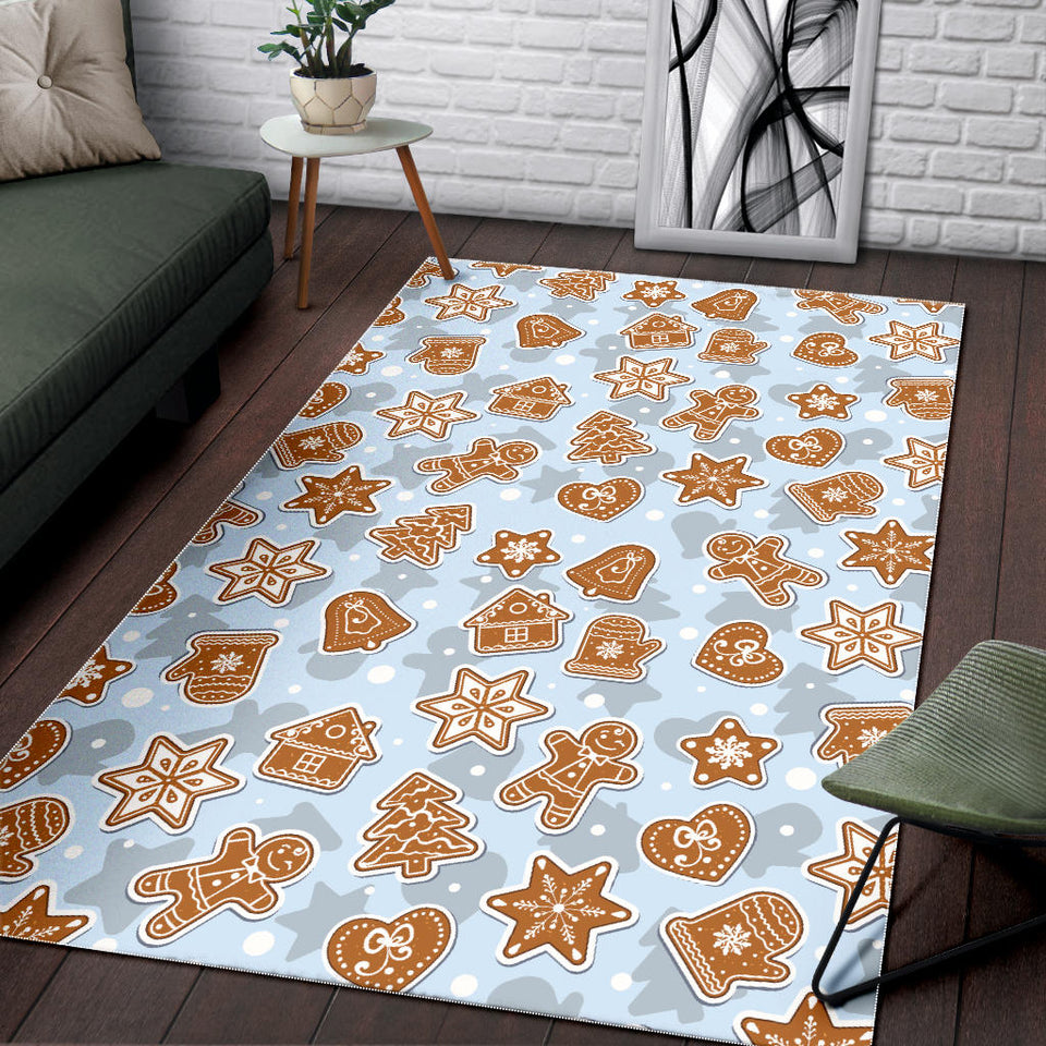 Christmas Gingerbread Cookie Pattern background Area Rug
