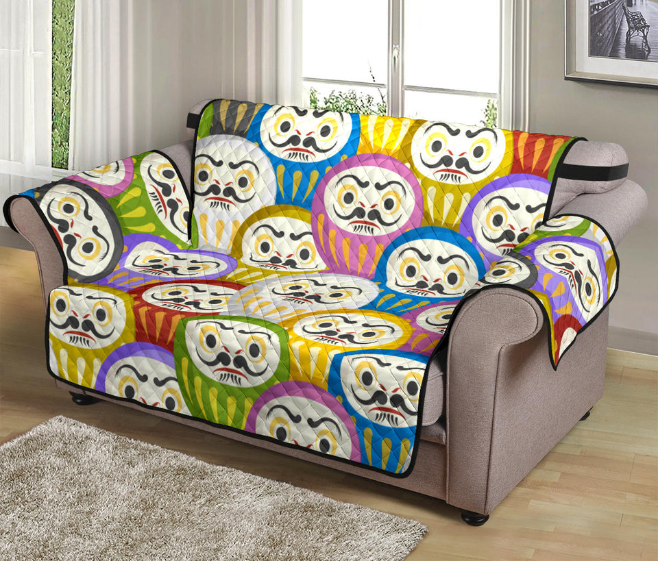 Colorful Daruma Pattern Loveseat Couch Cover Protector