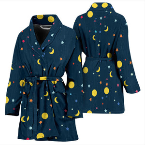 Moon Star Pattern Women Bathrobe