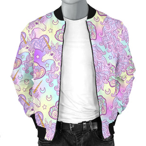 Unicorn Heart Pattern Men Bomber Jacket