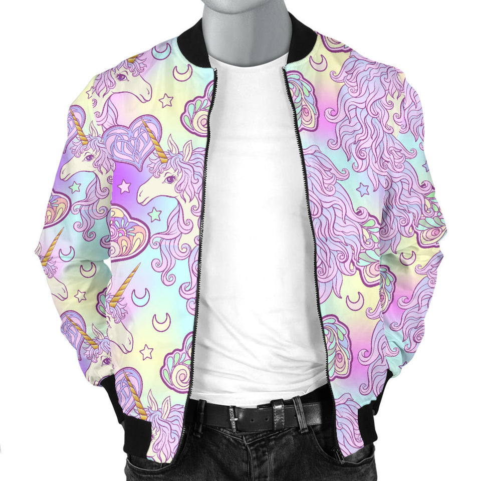 Unicorn Heart Pattern Men Bomber Jacket