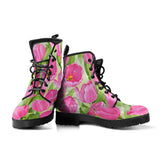 Pink Tulip Pattern Leather Boots