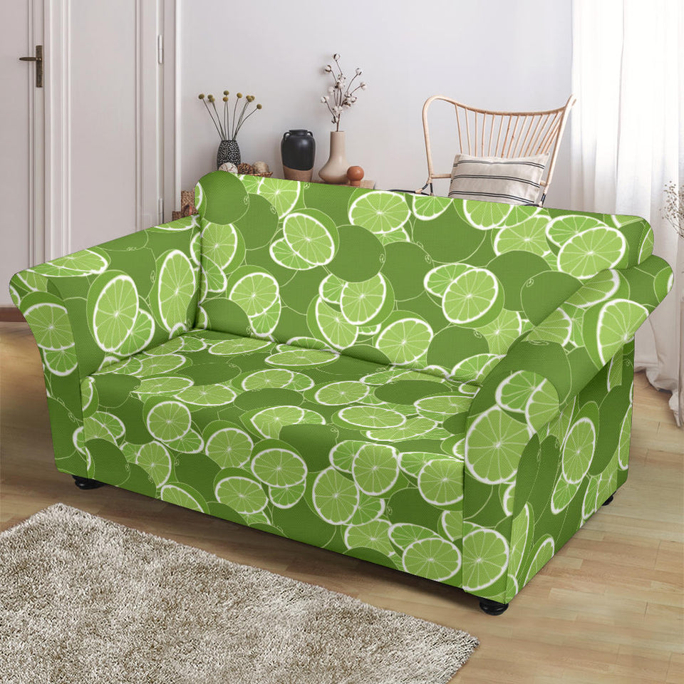 Lime Pattern Background Loveseat Couch Slipcover