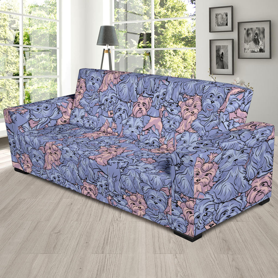 Yorkshire Terrier Pattern Print Design 02  Sofa Slipcover