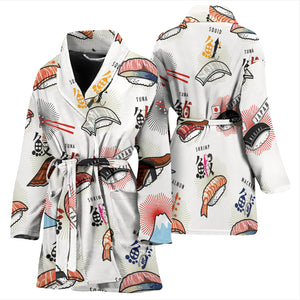 Sushi Japanese Pattern Women Bathrobe