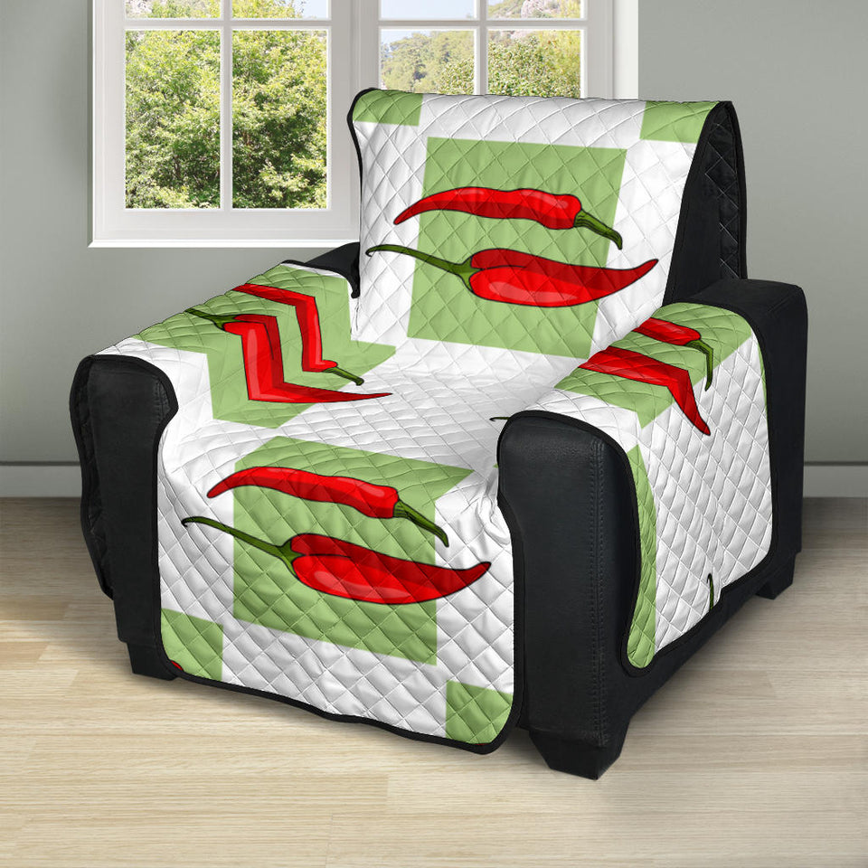 Red Chili Pattern Green White background Recliner Cover Protector