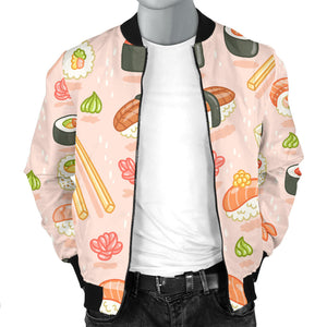 Sushi Pattern Background Men Bomber Jacket