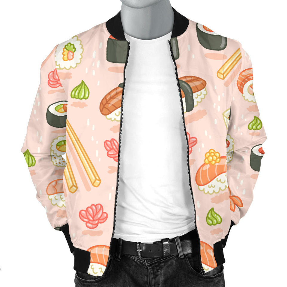 Sushi Pattern Background Men Bomber Jacket