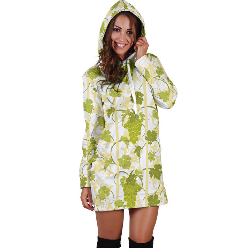 Grape Pattern Background Women Hoodie Dress