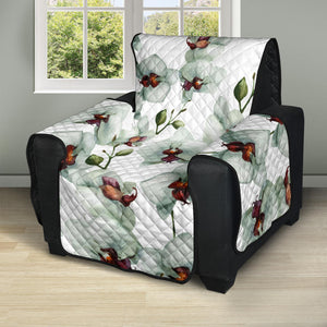 White Orchid Pattern Recliner Cover Protector