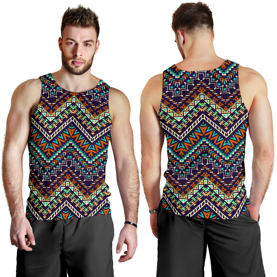 Zigzag Chevron African Afro Dashiki Adinkra Kente Pattern Men Tank Top