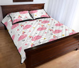 Pink Swan Pattern Quilt Bed Set