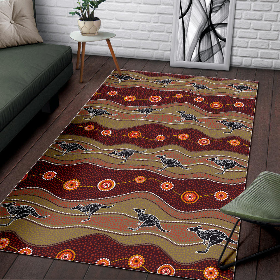 Kangaroo Aboriginal Pattern Area Rug