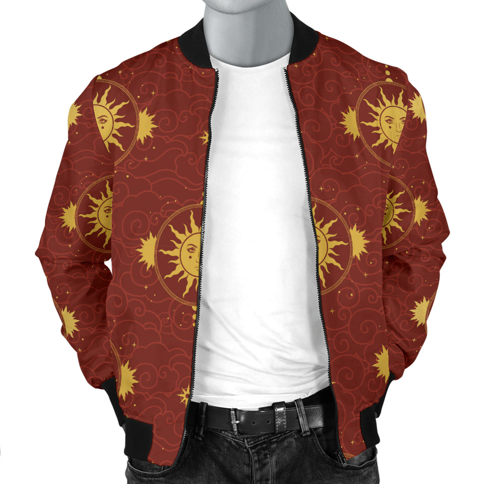 Sun Pattern Red Background Men Bomber Jacket