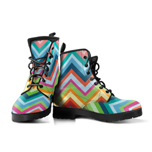 Rainbow Zigzag Chavron Pattern Leather Boots