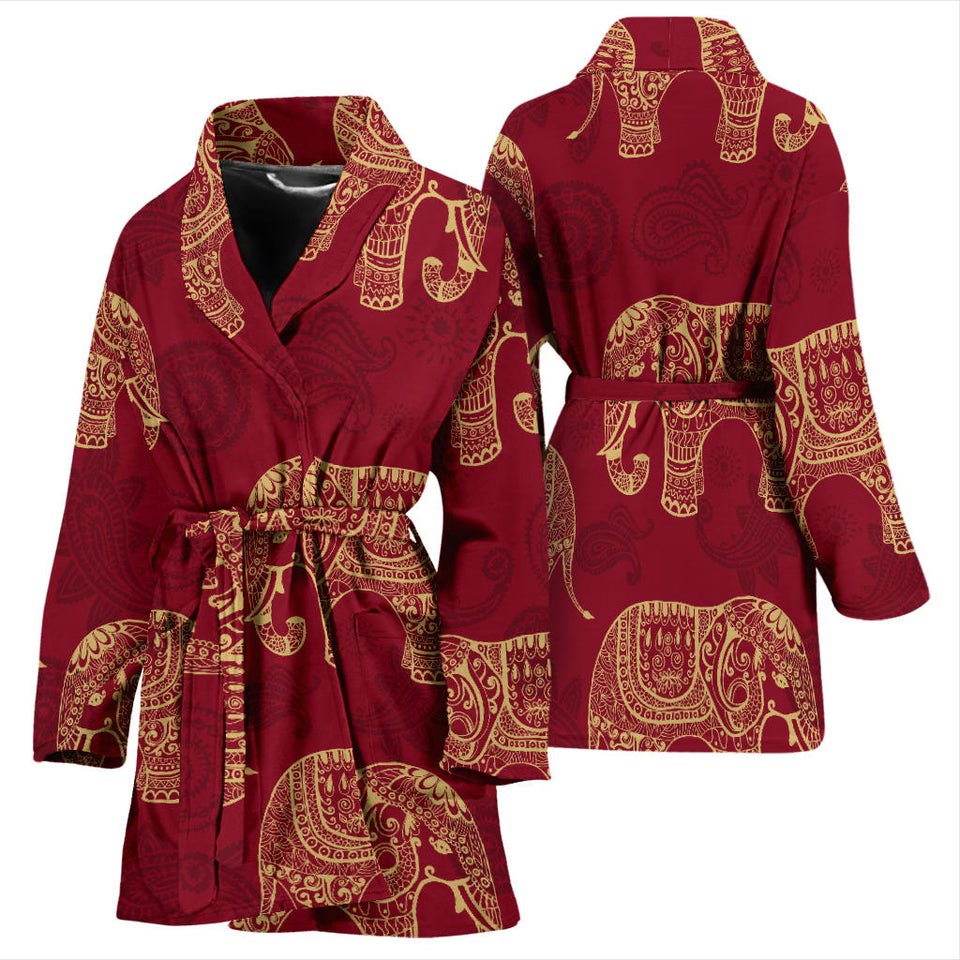 Elephant Tribal Pattern Women Bathrobe