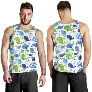 Whale Stripe Dot Pattern Men Tank Top