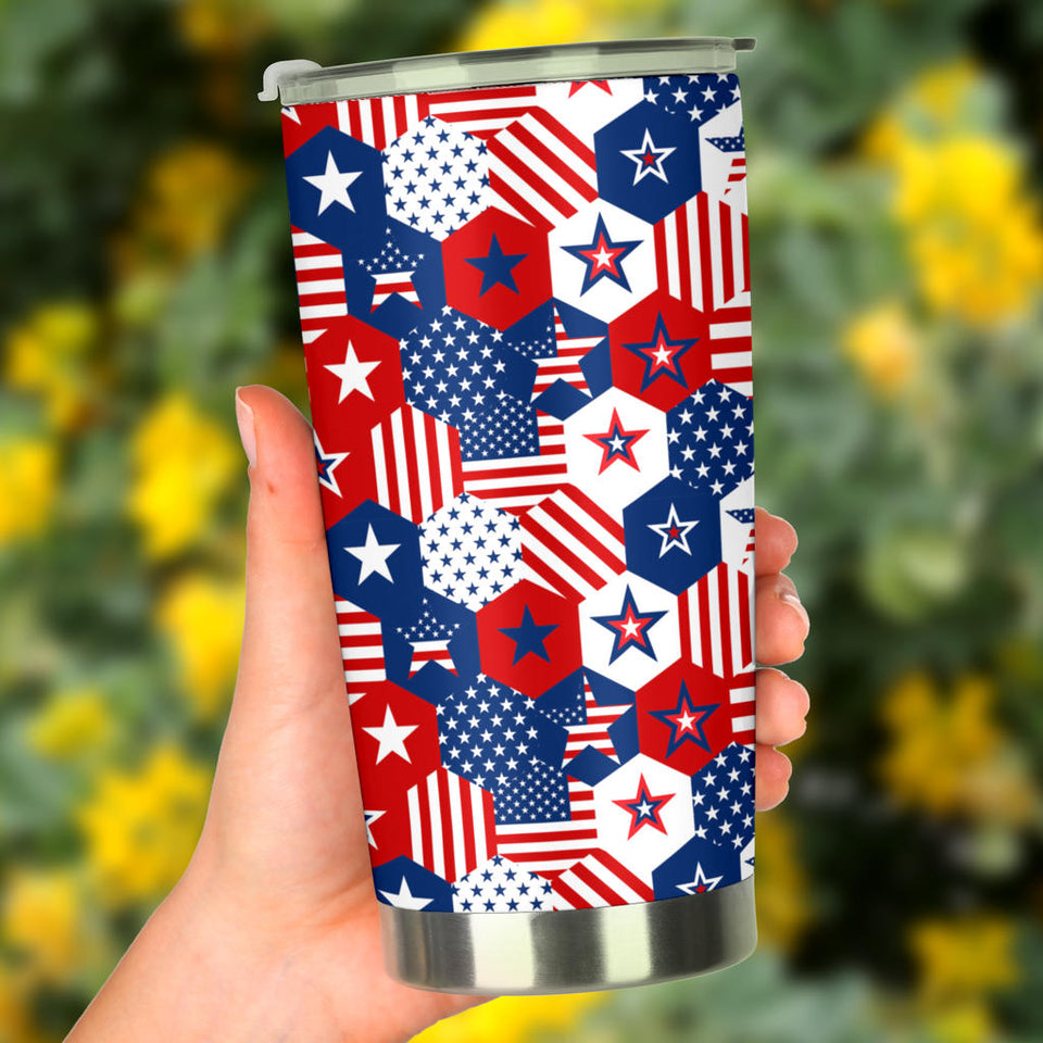 USA Star Hexagon Pattern Tumbler