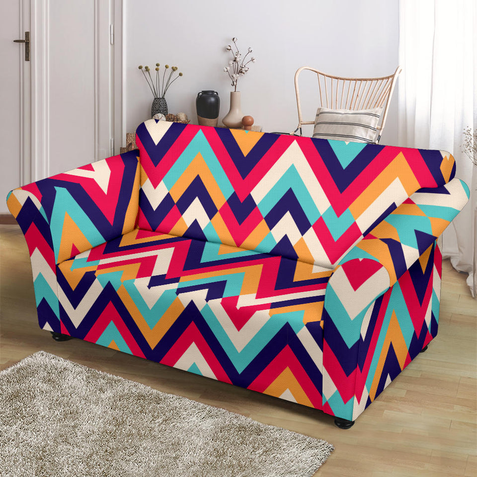 Zigzag Chevron Pattern Background Loveseat Couch Slipcover