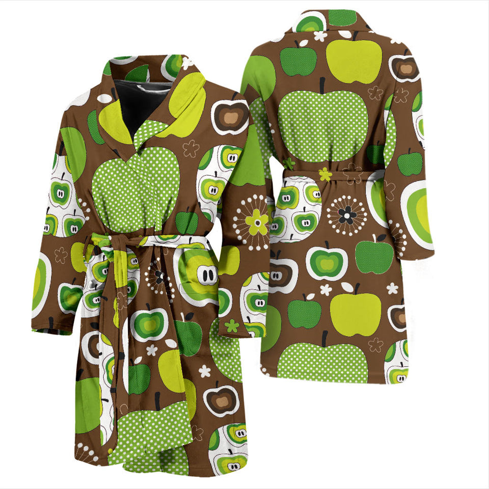 Green Apple Pattern Men Bathrobe