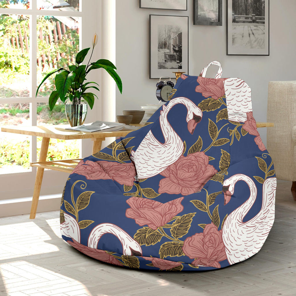 Swan Rose Pattern Bean Bag Cover