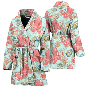 Octopus Fish Shell Pattern Women Bathrobe