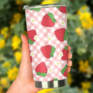 Strawberry Pattern Stripe Background Tumbler