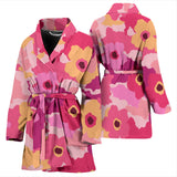 Pink Camo Camouflage Flower Pattern Women Bathrobe