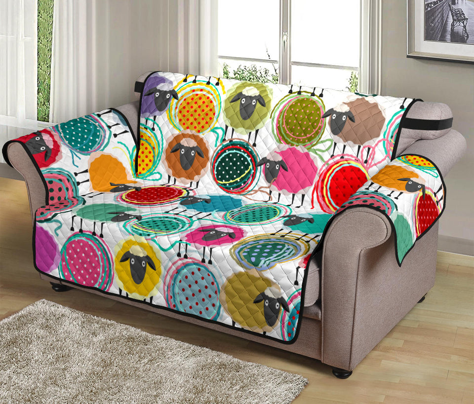 Colorful Sheep Pattern Loveseat Couch Cover Protector