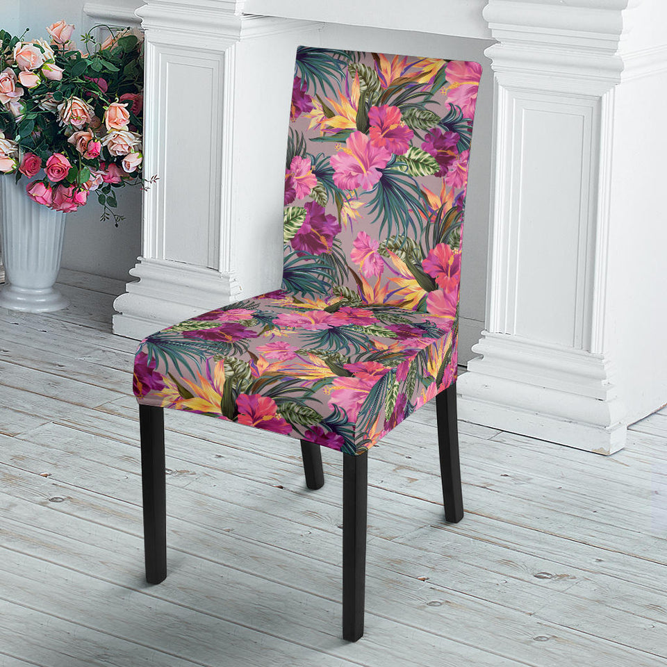 Hibiscus Pattern Print Design 03 Dining Chair Slipcover