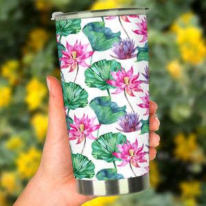 Pink Lotus Waterlily Pattern Tumbler