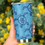 Sea Turtle Blue Tribal Pattern Tumbler