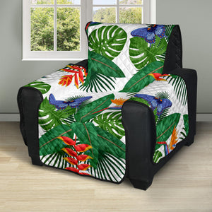 Heliconia Butterfly Leaves Pattern Recliner Cover Protector